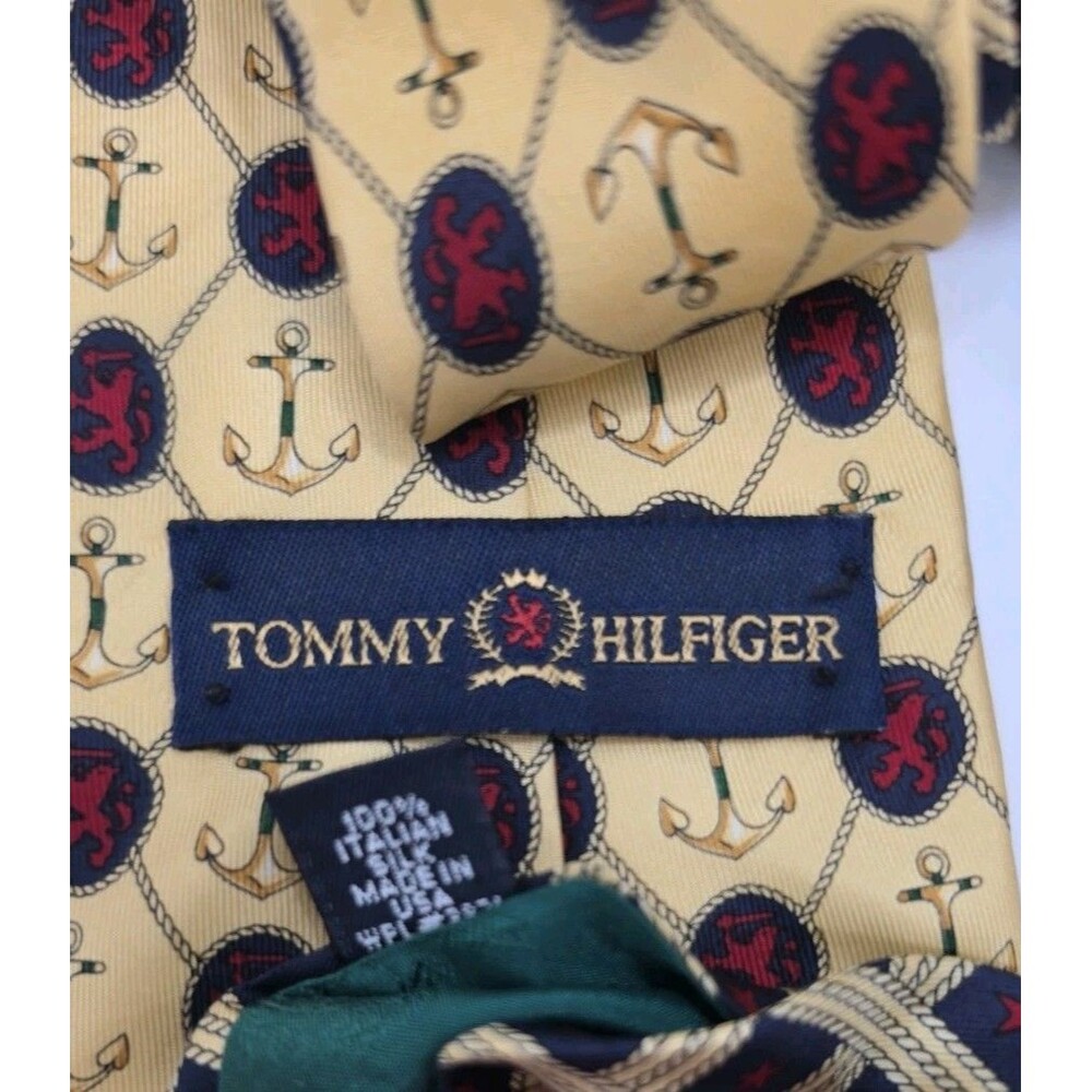 Tommy Hilfiger 100% Italian Silk Tie Anchor Print - Picture 6 of 7